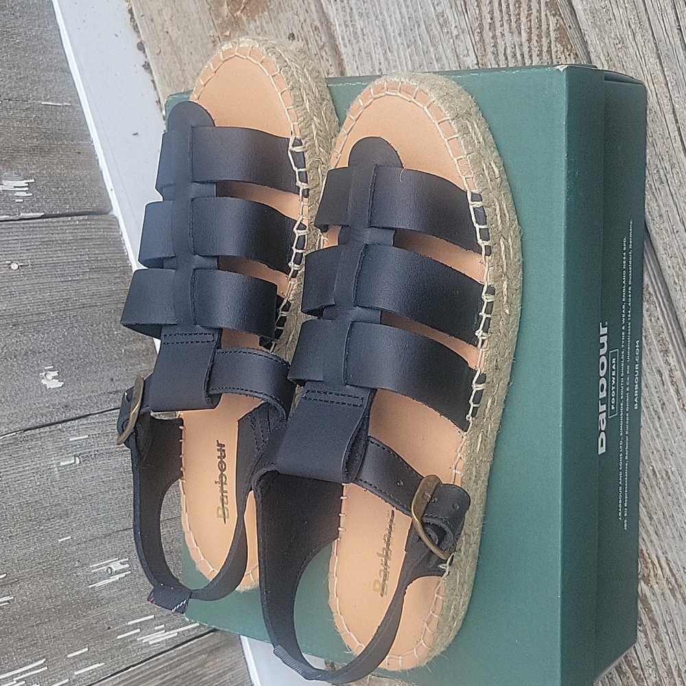 Barbour Black Paloma Espadrille Sandals for Women